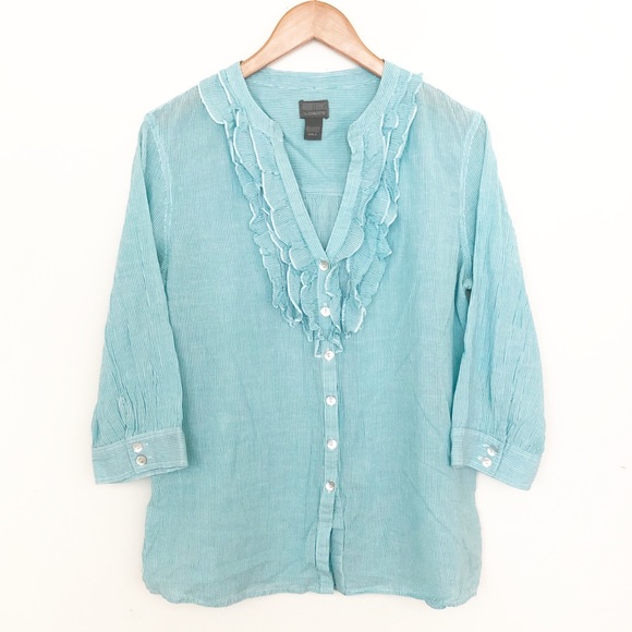 Chico's Tops Additions By Chicos Ruffles Button Down Top Poshmark